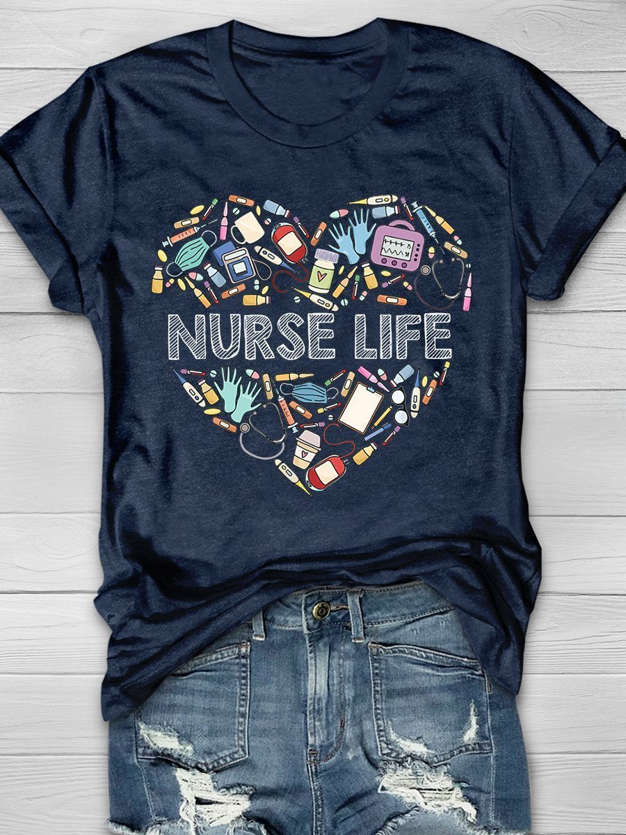 Nurse Life Print Short Sleeve T-shirt