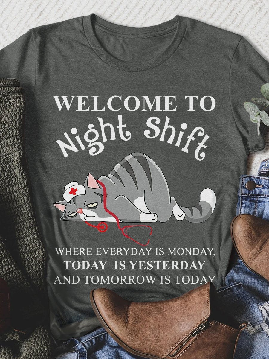 Night Shift Nurse Print Short Sleeve T-shirt