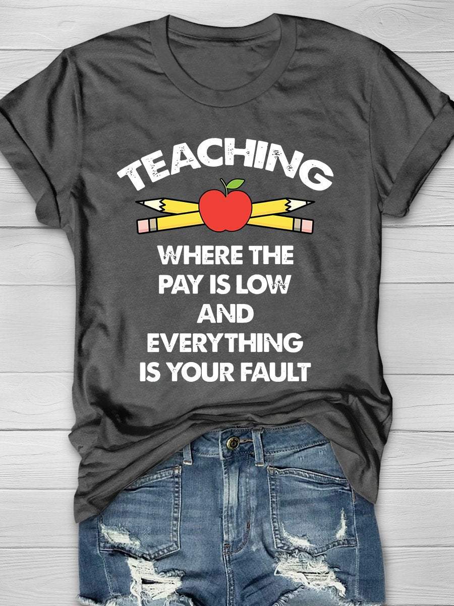 Funny Teacher Print Graphic T-shirts