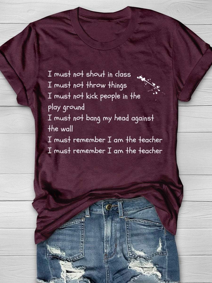 Funny Teacher Print Graphic T-shirts