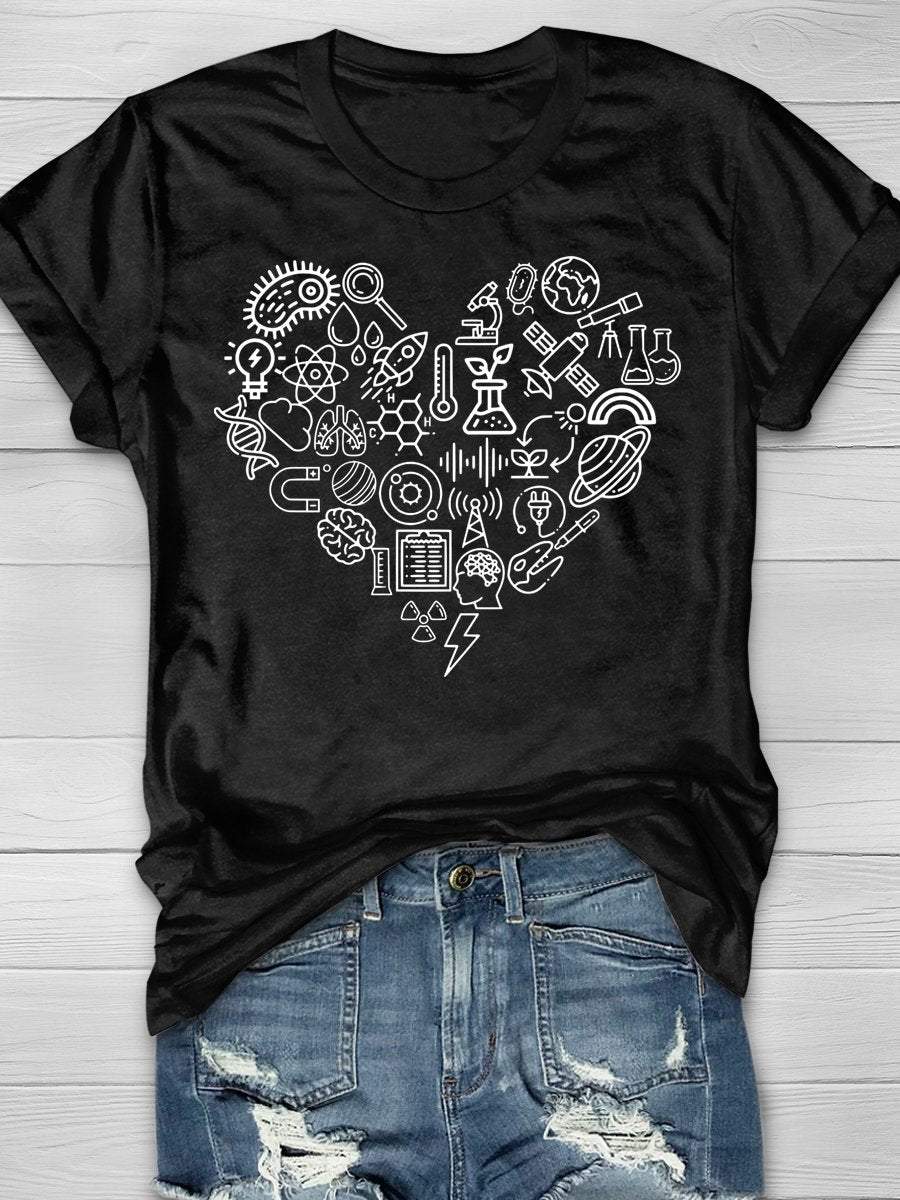 Science Teacher Love Print Graphic T-shirts