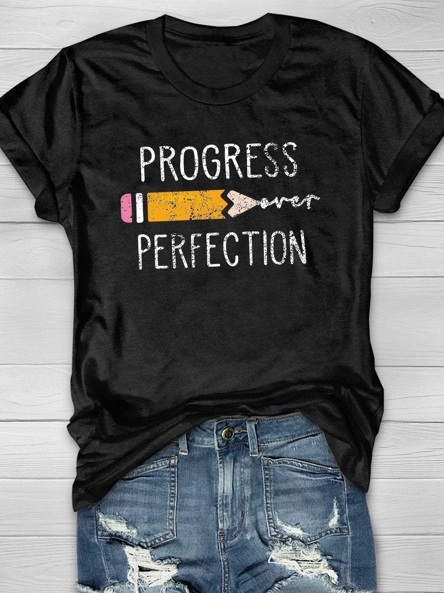 Progress Over Perfection Print Graphic T-shirts