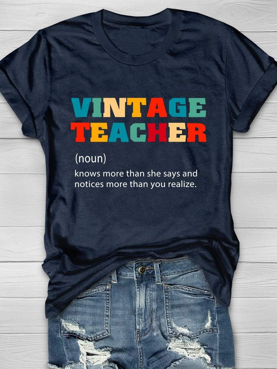Vintage Teacher Print Graphic T-shirts