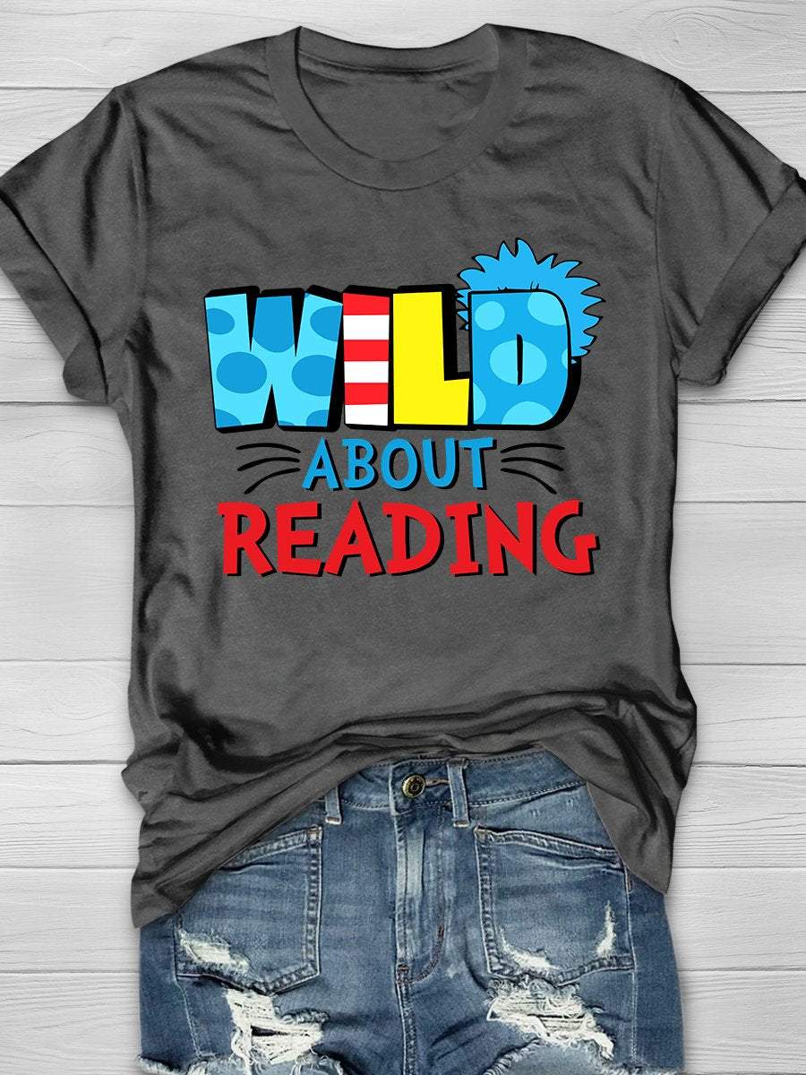 Wild About Reading Print Graphic T-shirts