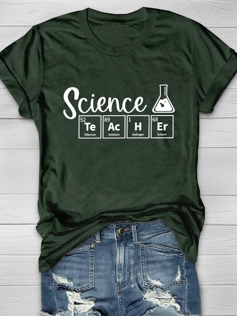 Science Teacher Print Graphic T-shirts