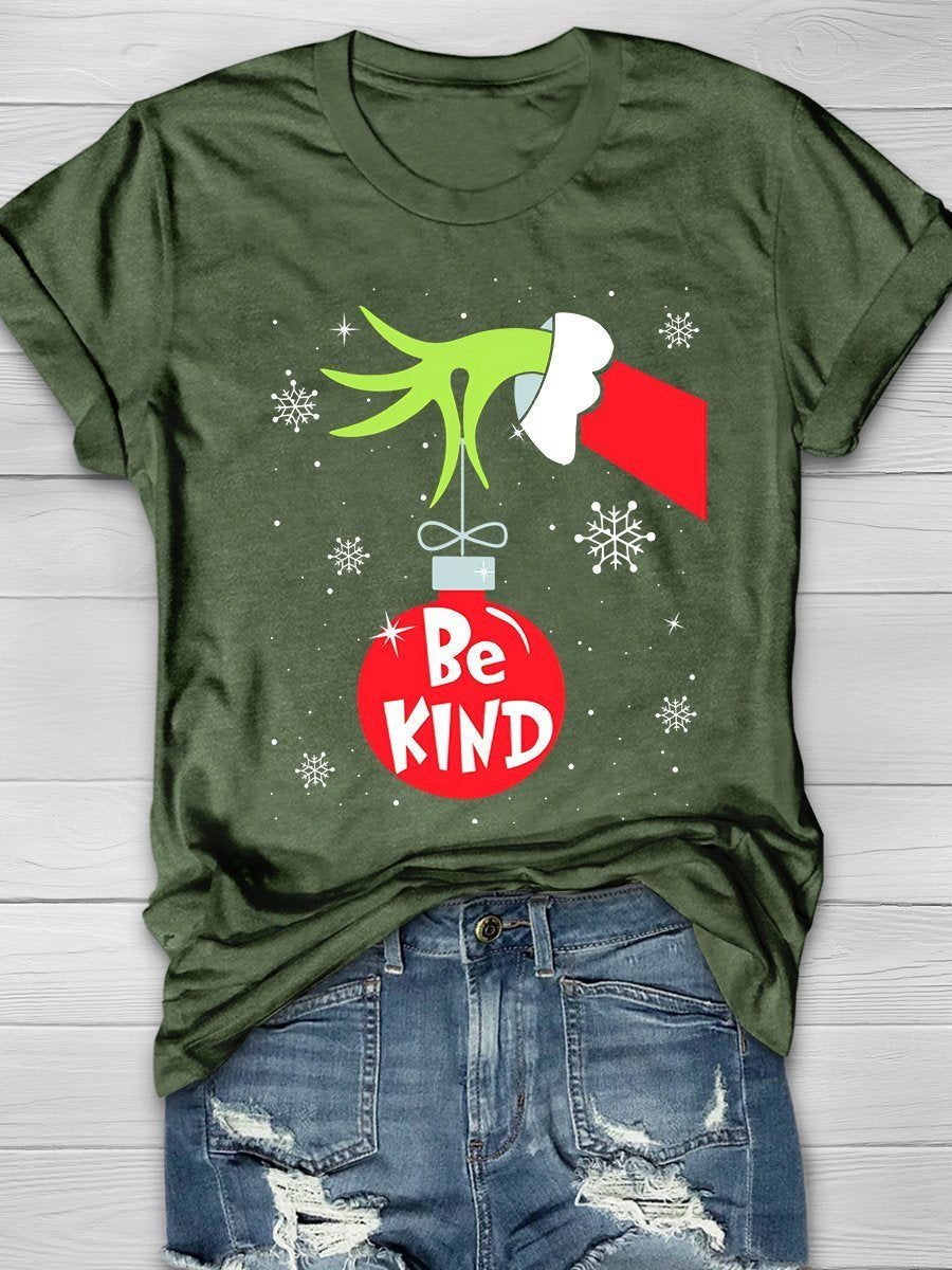 Be Kind Christmas Print Graphic T-shirts