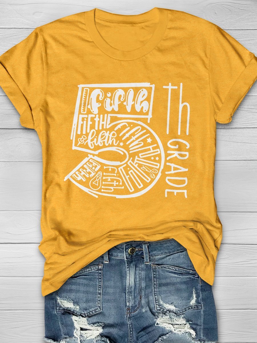 5th Grade Teacher Print Graphic T-shirts