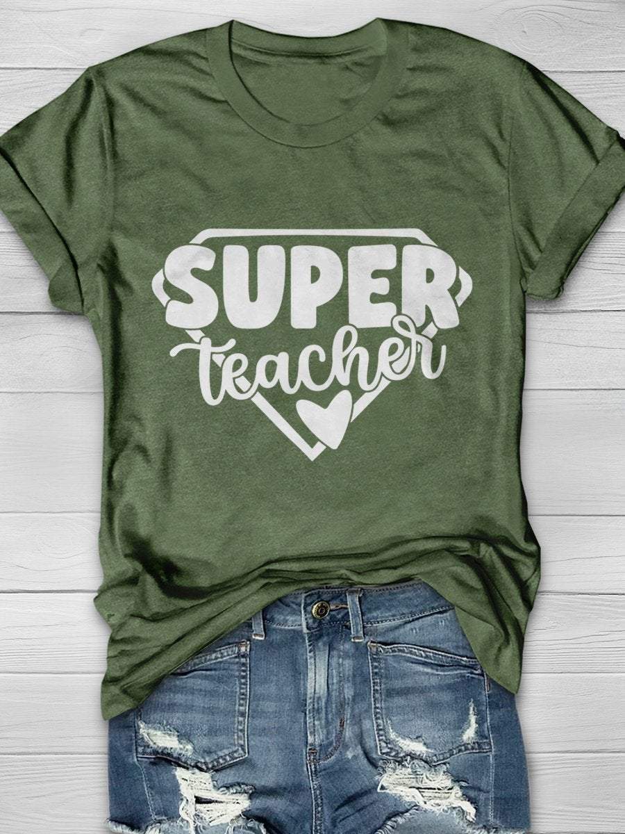 Super Teacher Print Graphic T-shirts