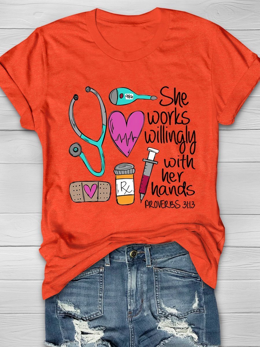 Nurse Print Short Sleeve T-shirt