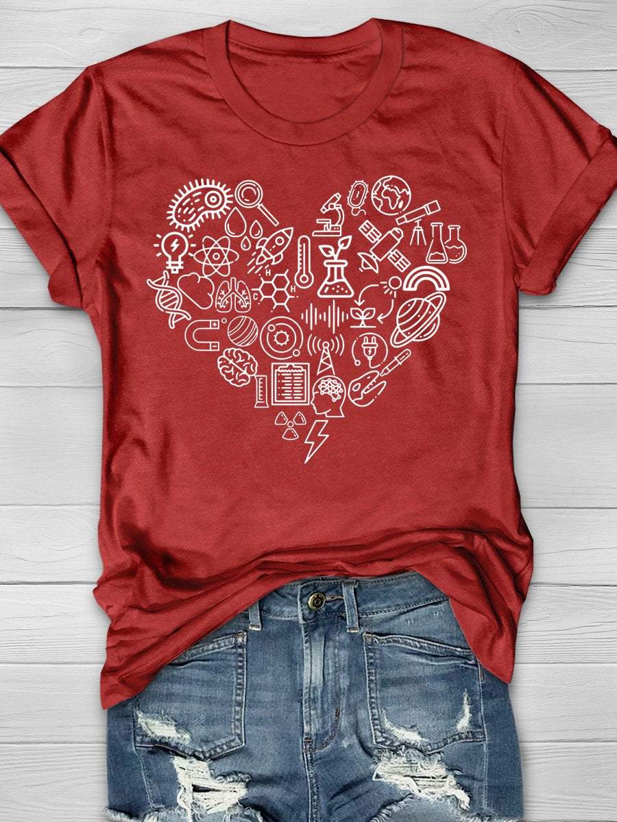 Science Teacher Love Print Graphic T-shirts