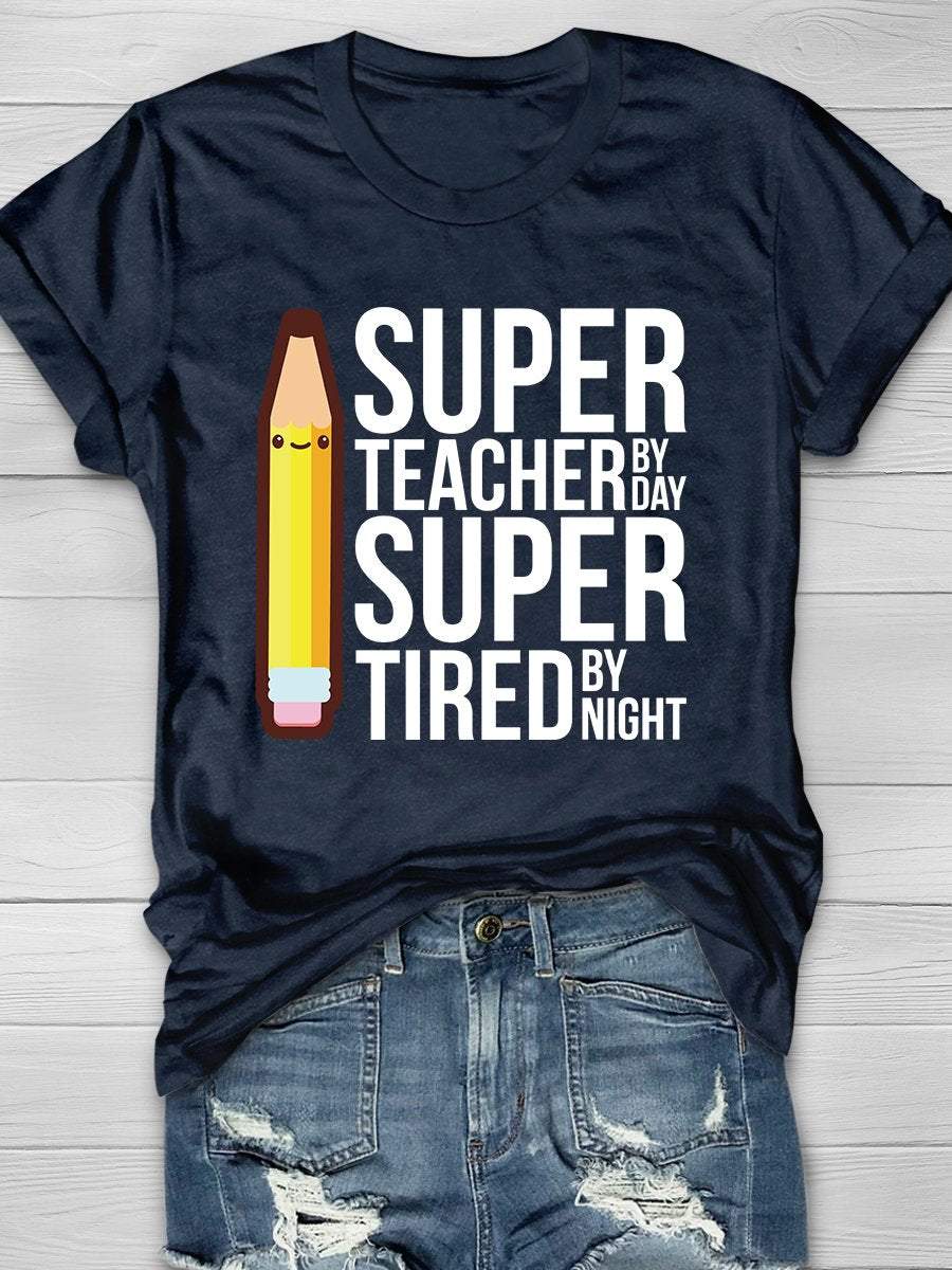 Super Teacher Print Graphic T-shirts