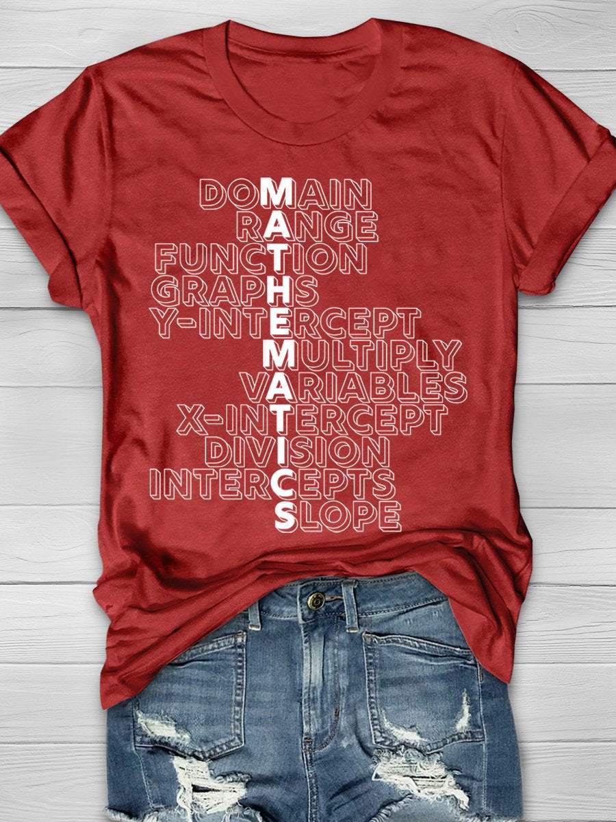 Math Teacher Print Graphic T-shirts