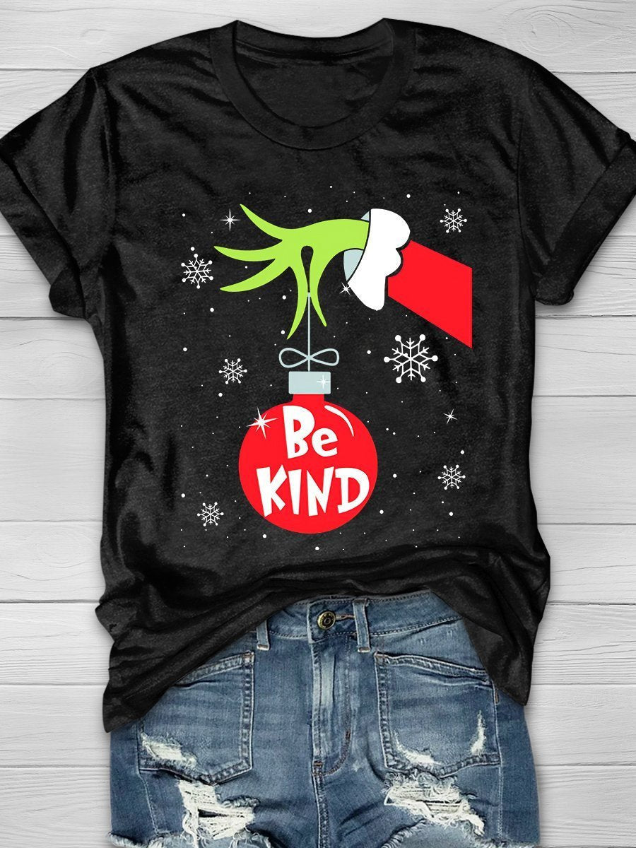 Be Kind Christmas Print Graphic T-shirts