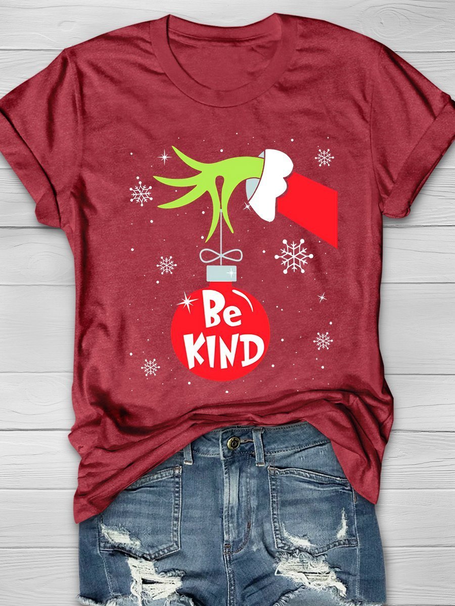 Be Kind Christmas Print Graphic T-shirts