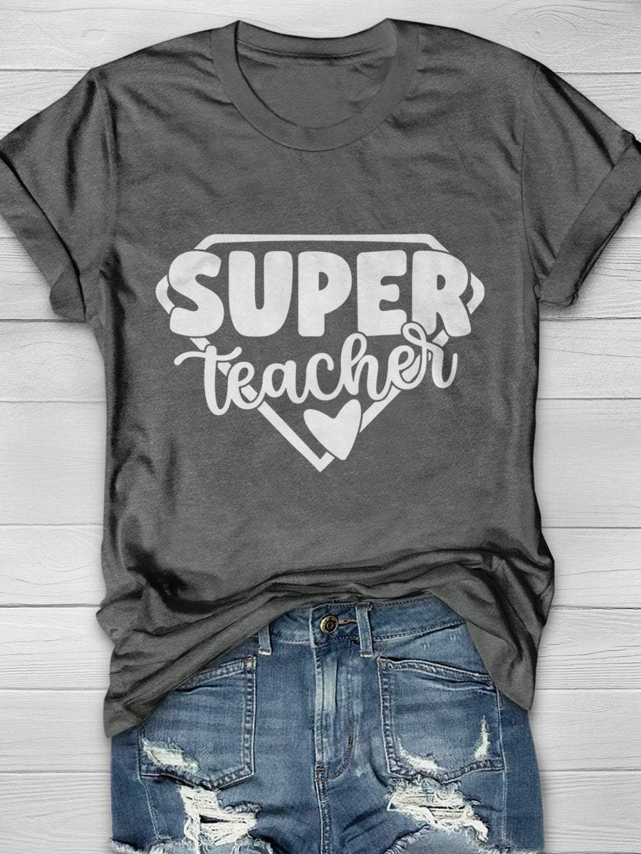 Super Teacher Print Graphic T-shirts