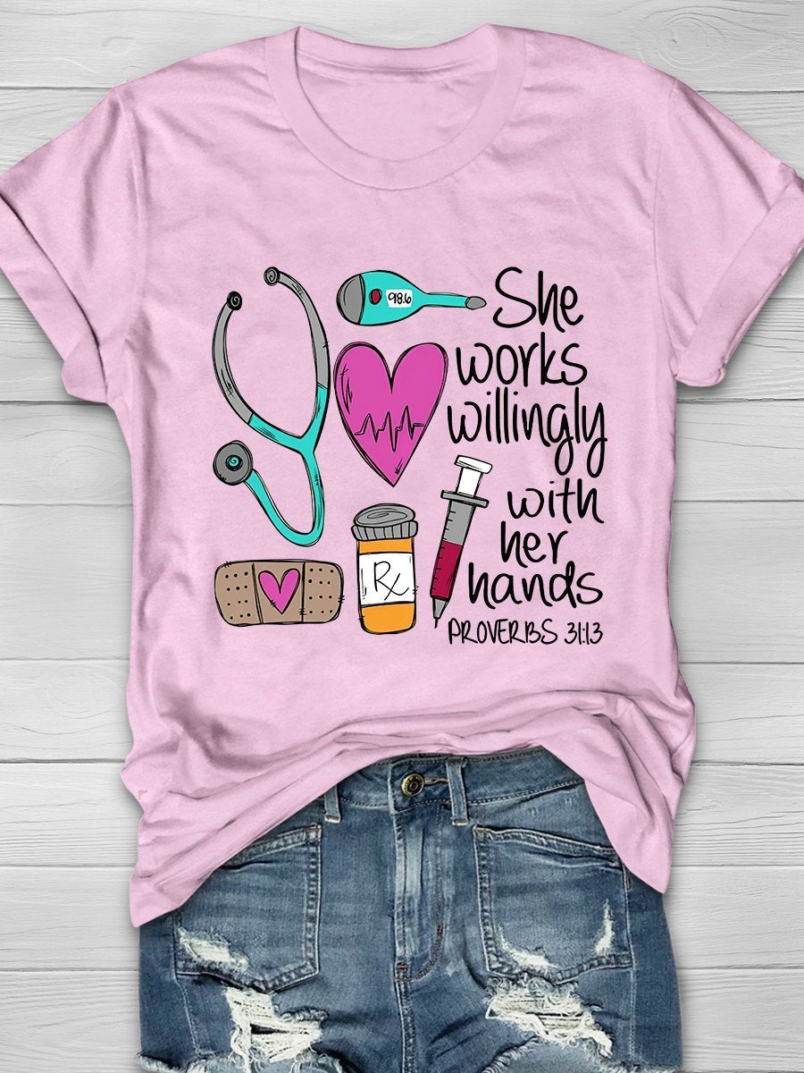 Nurse Print Short Sleeve T-shirt