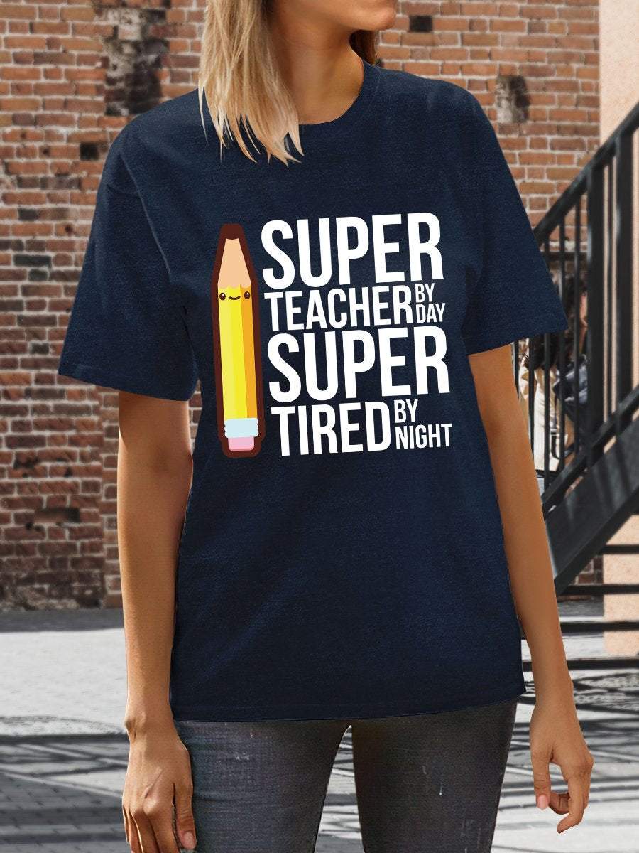 Super Teacher Print Graphic T-shirts