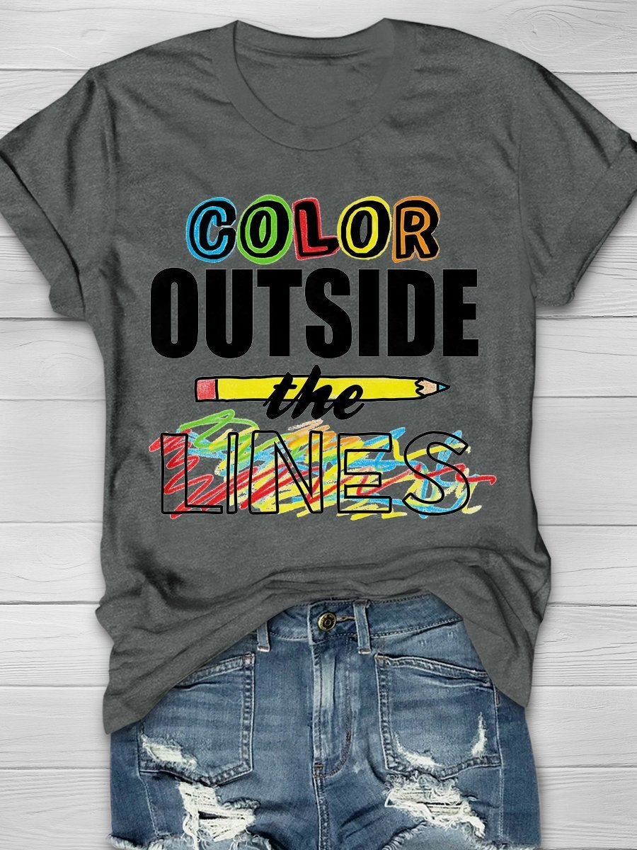 Color Outside The Lines Print Graphic T-shirts