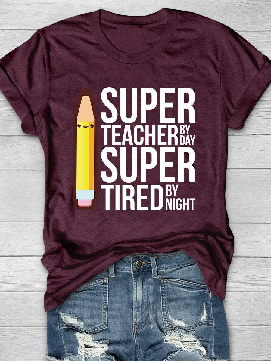 Super Teacher Print Graphic T-shirts