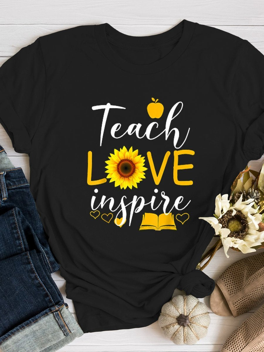 Teach Love Inspire Back to School Print Graphic T-shirts