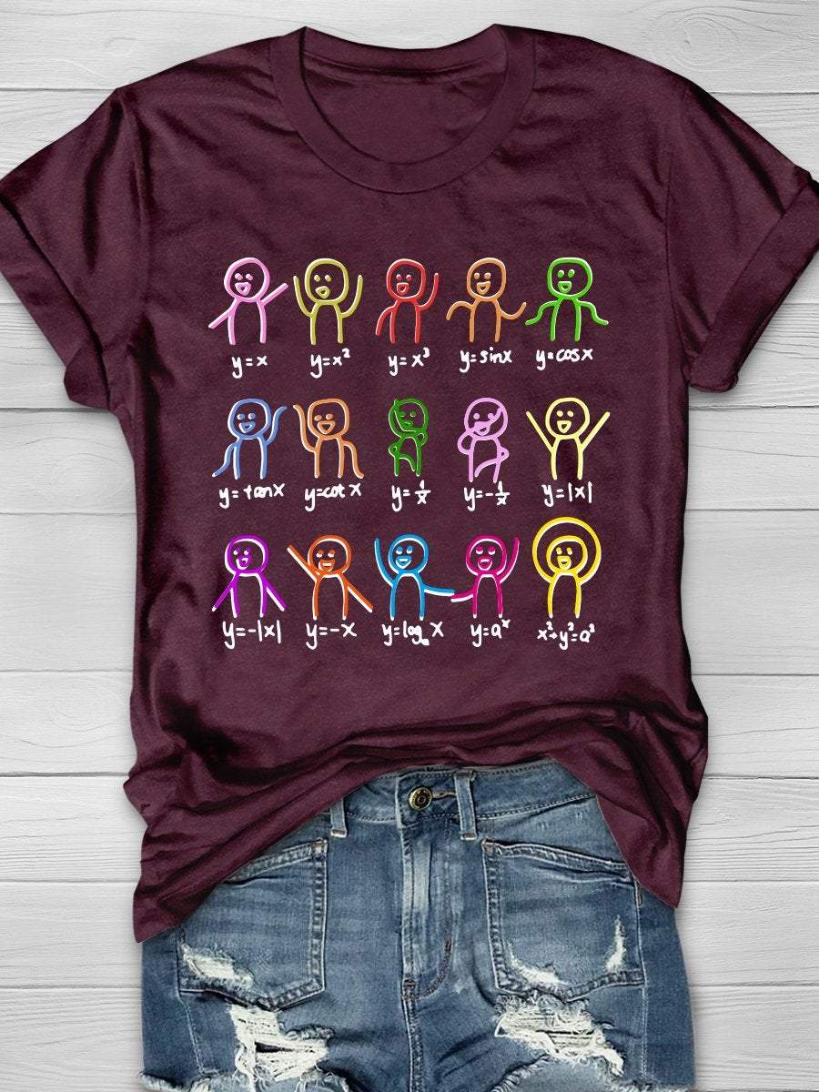 Math Stick Figures Science Print Graphic T-shirts