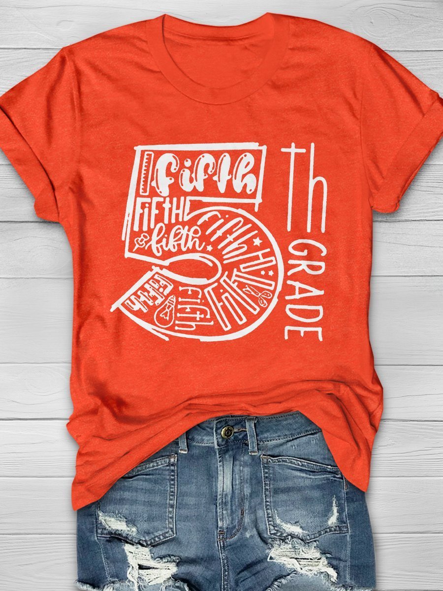 5th Grade Teacher Print Graphic T-shirts