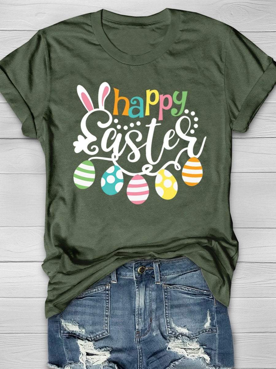 Happy Easter Print Graphic T-shirts