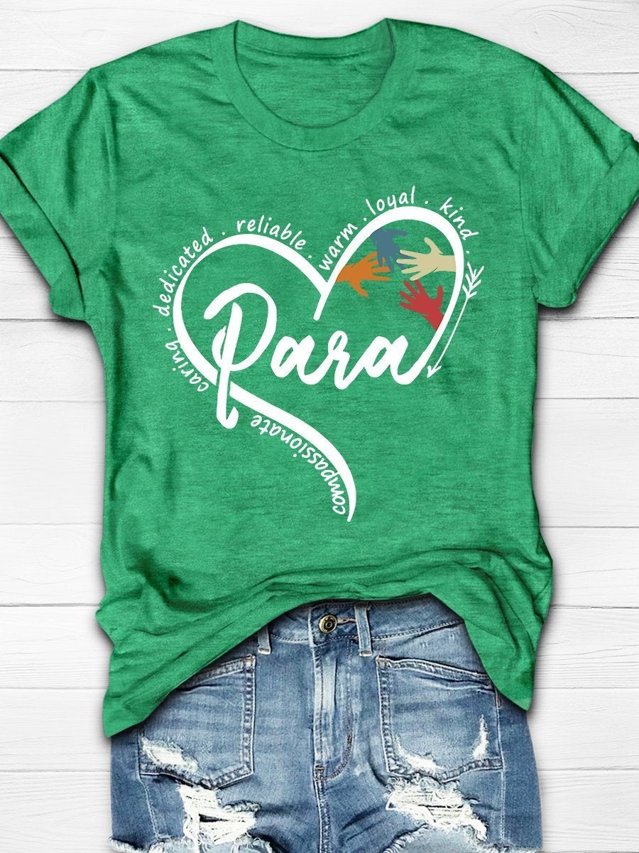 Para Heart Print Graphic T-shirts