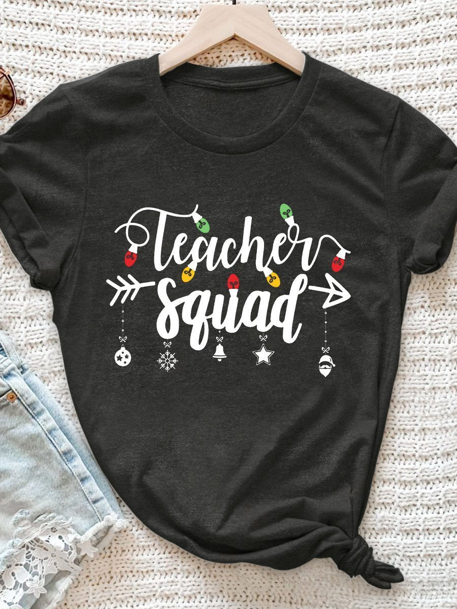 Christmas Teacher Print Graphic T-shirts