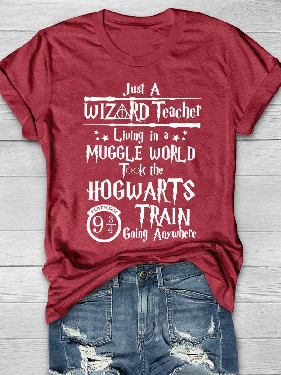 Just A Wizard Teacher Living In a Muggle World Print Graphic T-shirts