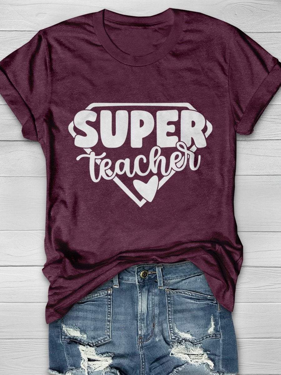 Super Teacher Print Graphic T-shirts