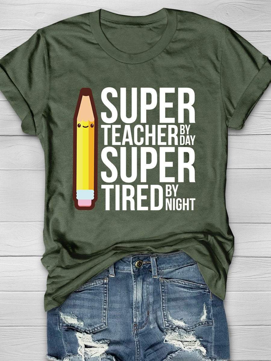 Super Teacher Print Graphic T-shirts