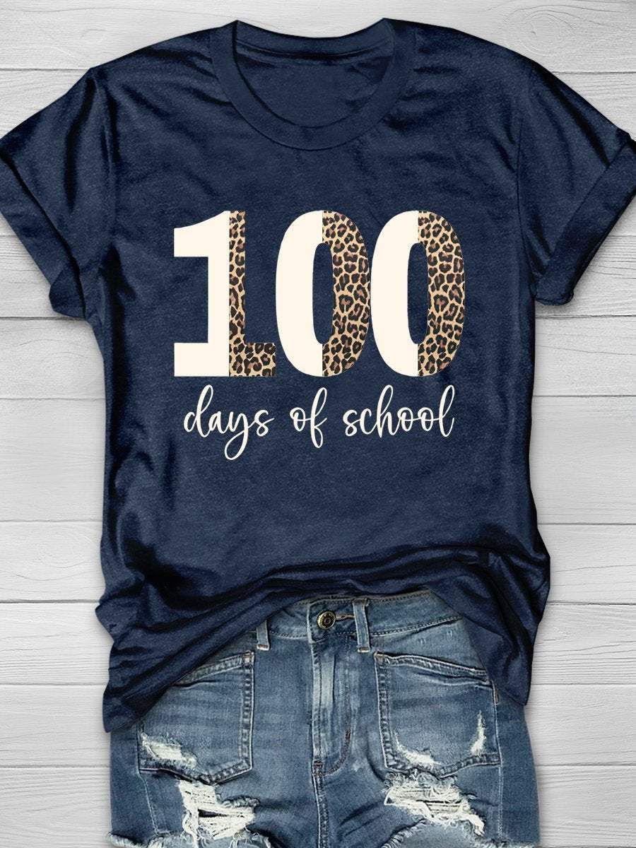 Teacher 100 Days Of School Print Graphic T-shirts
