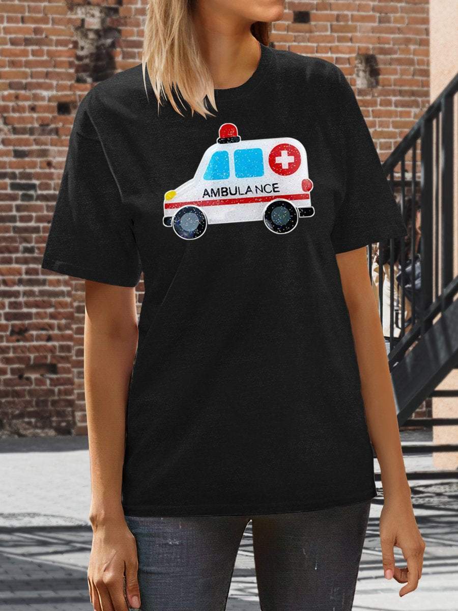 Ambulance Emergency Nurse Print Short Sleeve T-shirt