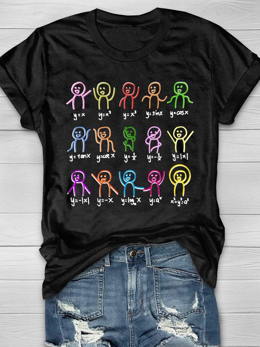 Math Stick Figures Science Print Graphic T-shirts
