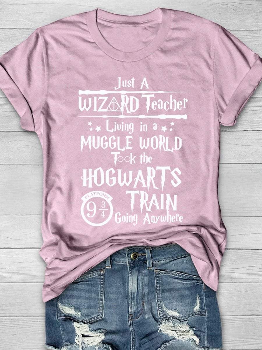 Just A Wizard Teacher Living In a Muggle World Print Graphic T-shirts