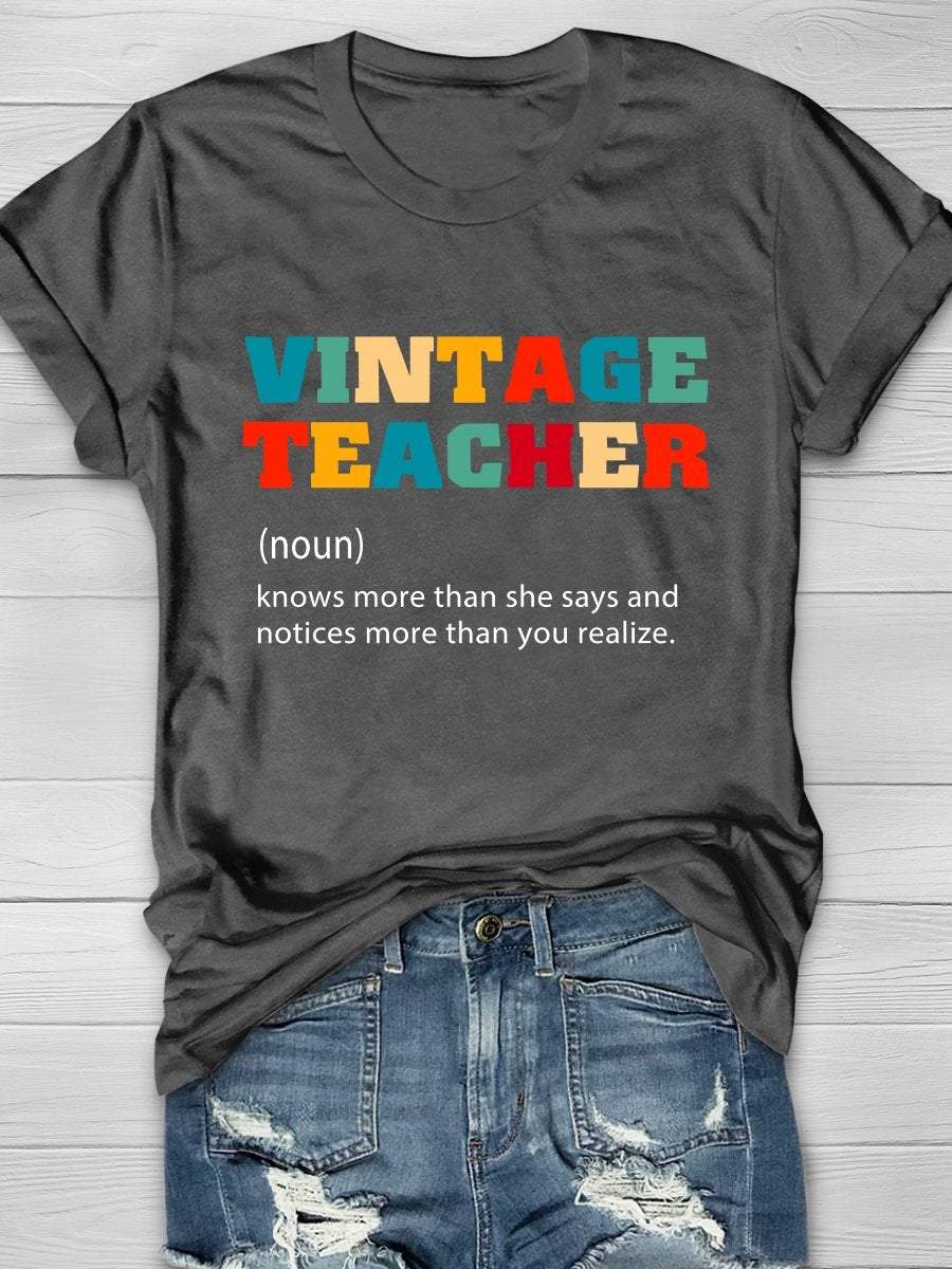 Vintage Teacher Print Graphic T-shirts