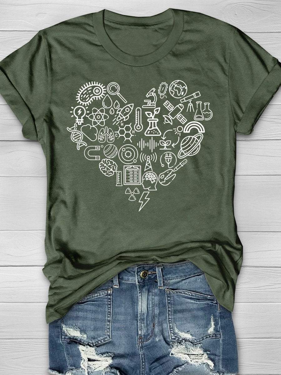 Science Teacher Love Print Graphic T-shirts