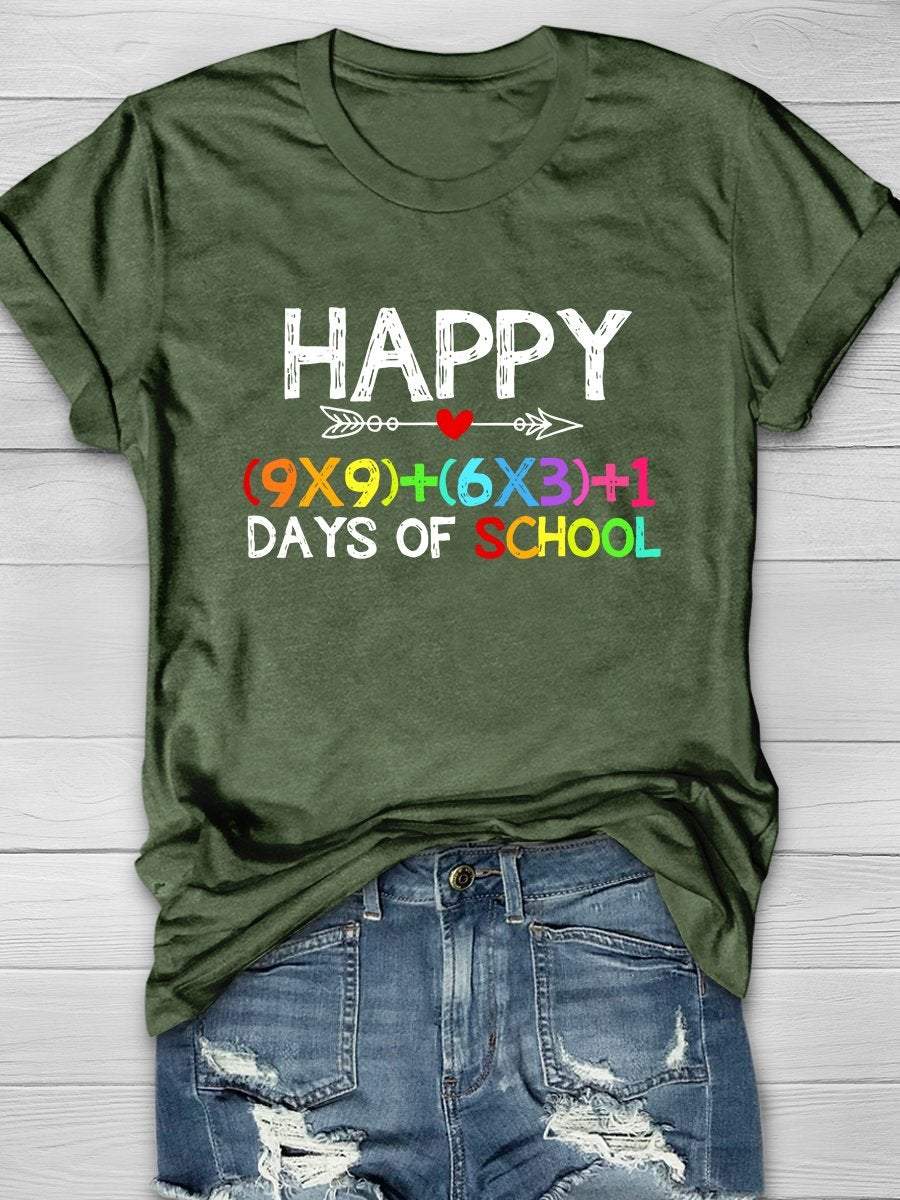 Happy 100 Days Of School Print Graphic T-shirts