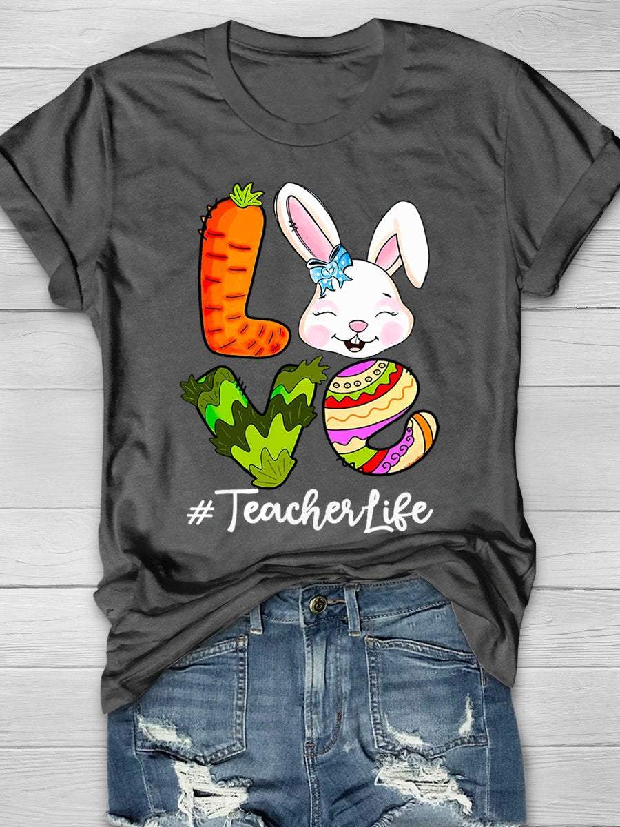 Love Easter Teacher Life Print Graphic T-shirts