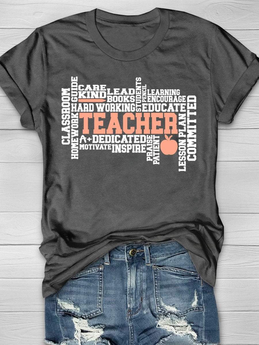 Teacher Print Graphic T-shirts