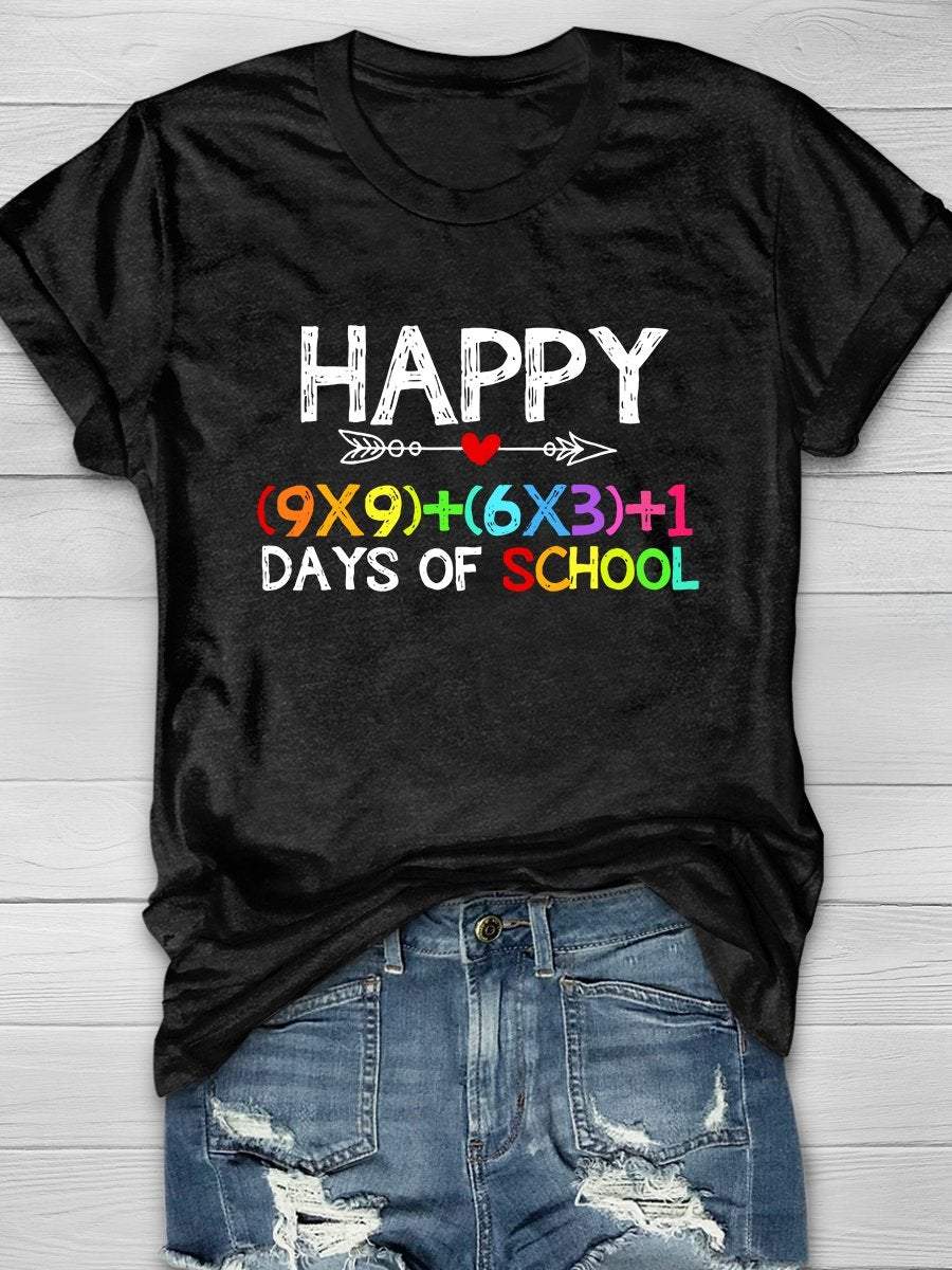 Happy 100 Days Of School Print Graphic T-shirts