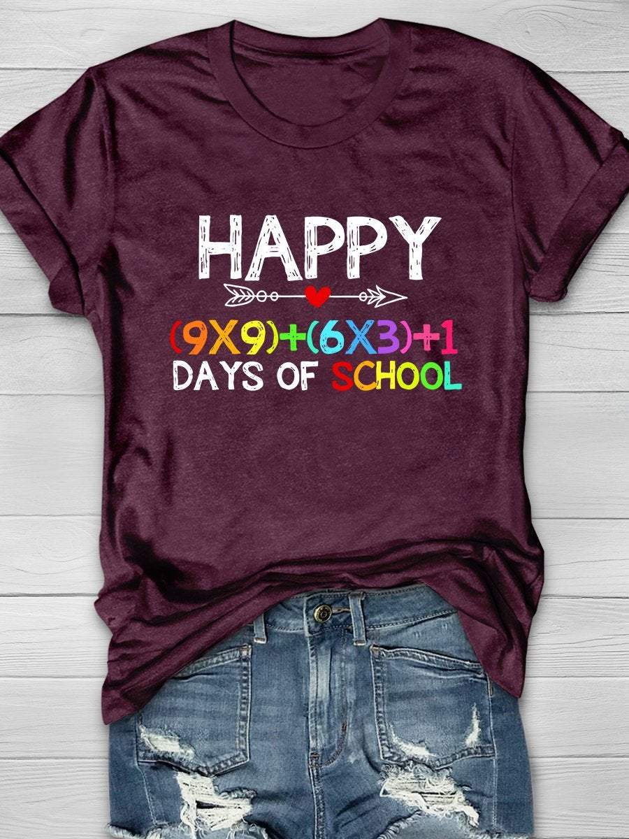 Happy 100 Days Of School Print Graphic T-shirts