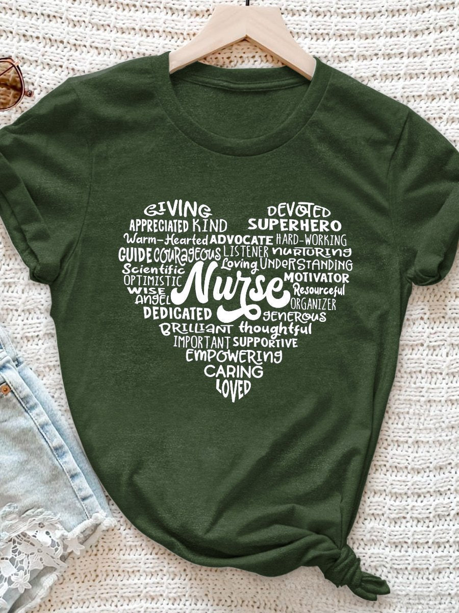 Nurse Print Short Sleeve T-shirt