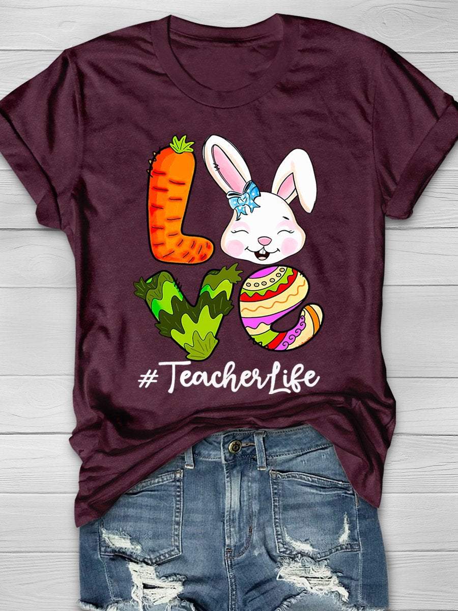 Love Easter Teacher Life Print Graphic T-shirts