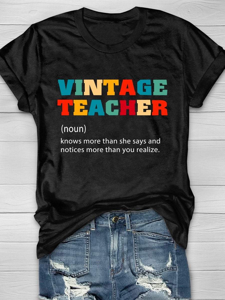 Vintage Teacher Print Graphic T-shirts