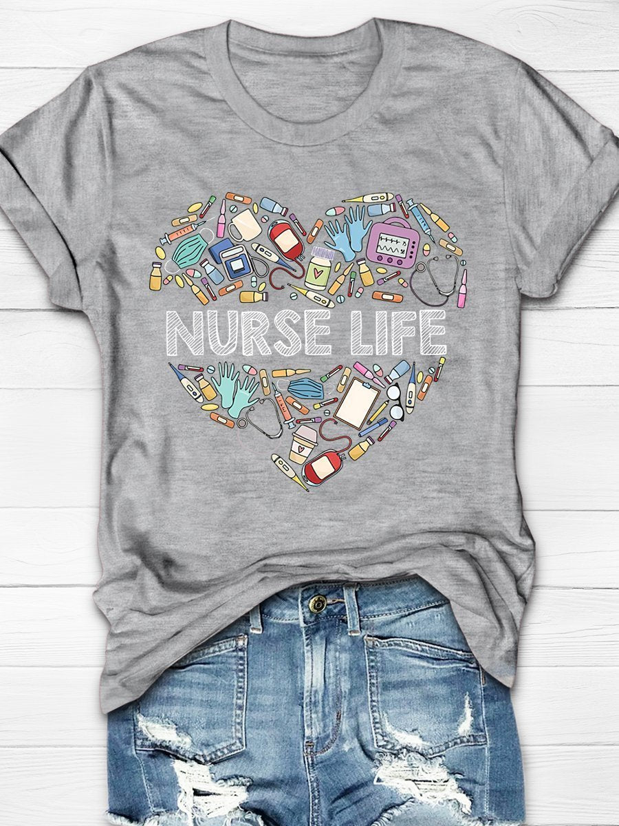 Nurse Life Print Short Sleeve T-shirt