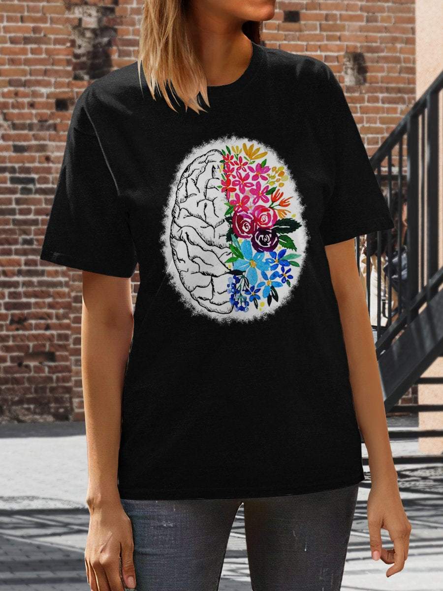 Anatomical Brain Print Short Sleeve T-shirt