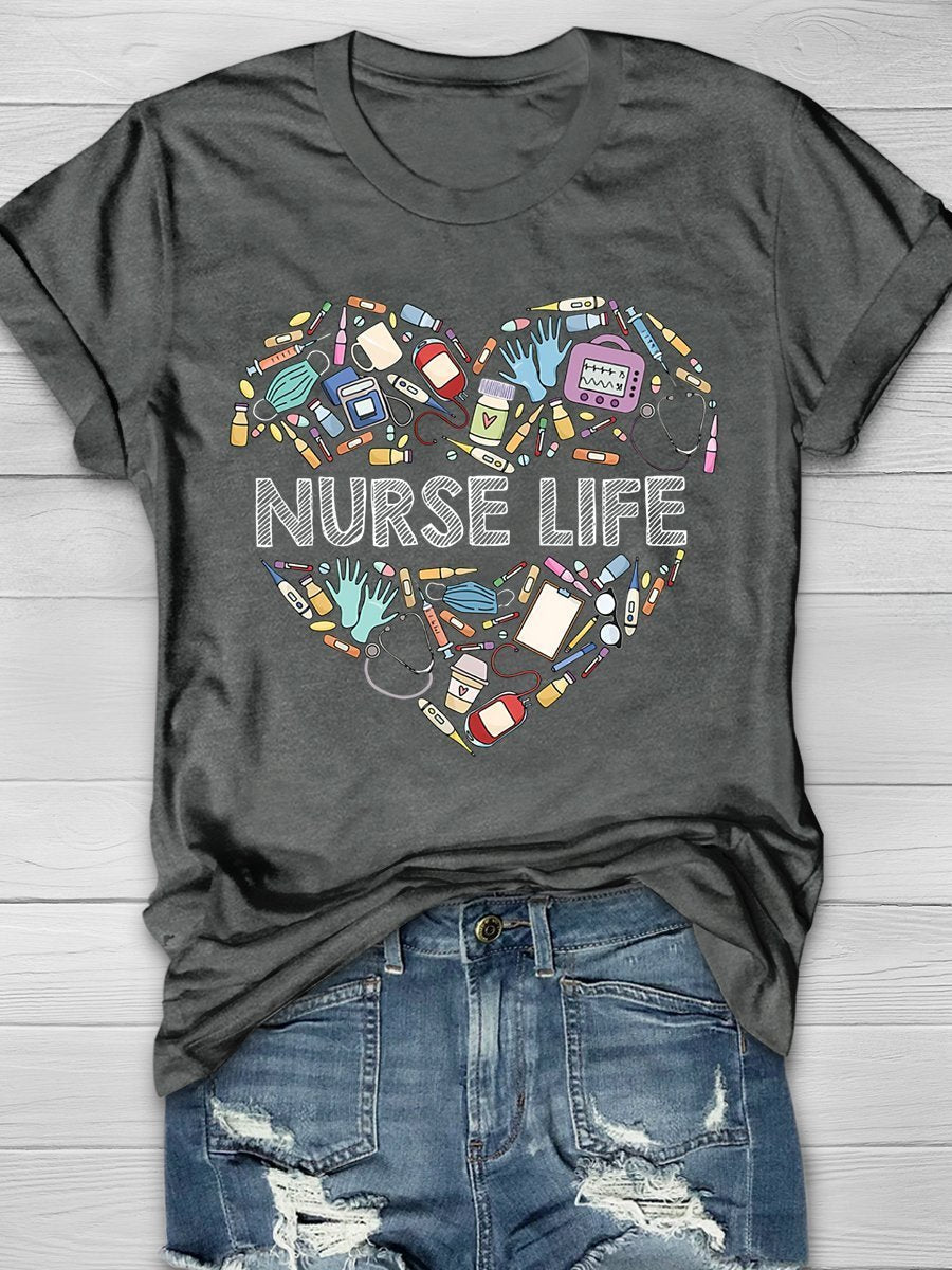 Nurse Life Print Short Sleeve T-shirt