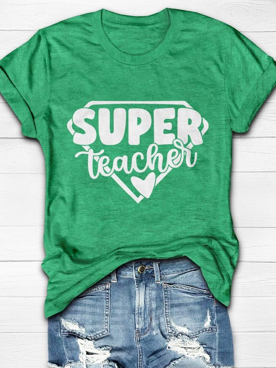 Super Teacher Print Graphic T-shirts
